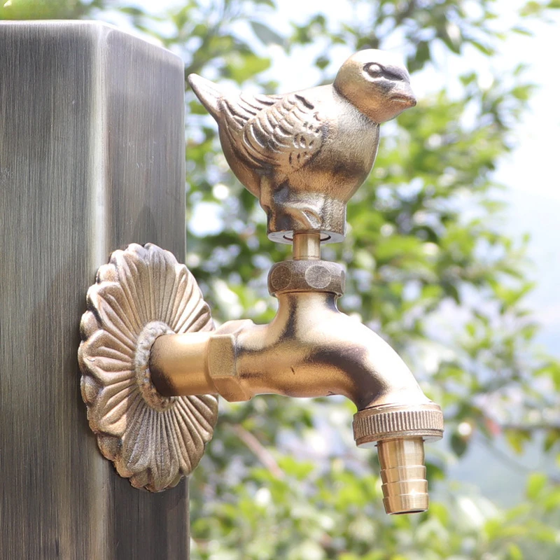 

Courtyard garden animal outdoor faucet antique outdoor antifreeze all copper single cold creative washing machine faucet