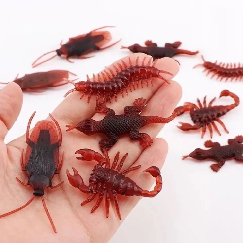 20Pcs Rubber Scorpion Simulation Cockroach Soft Tricky Props Fake Cockroach PVC Scorpion Gecko Centipede Model Toy