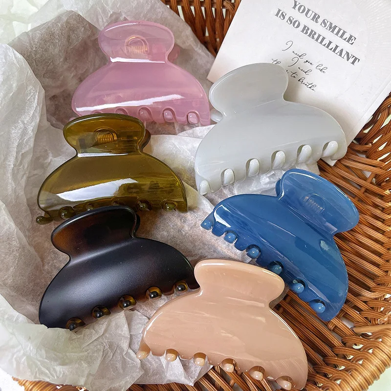 Korean New Retro 7CM Geometry Hair Clip Simple Fashion Jelly Colorful Acrylic Shark Clip Hair Accessories For Woman