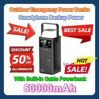 With Built-in Cable Powerbank 50000mah Camping Light Portable Outdoor Emergency Power Banks Smartphone Backup Power 50000mah 1