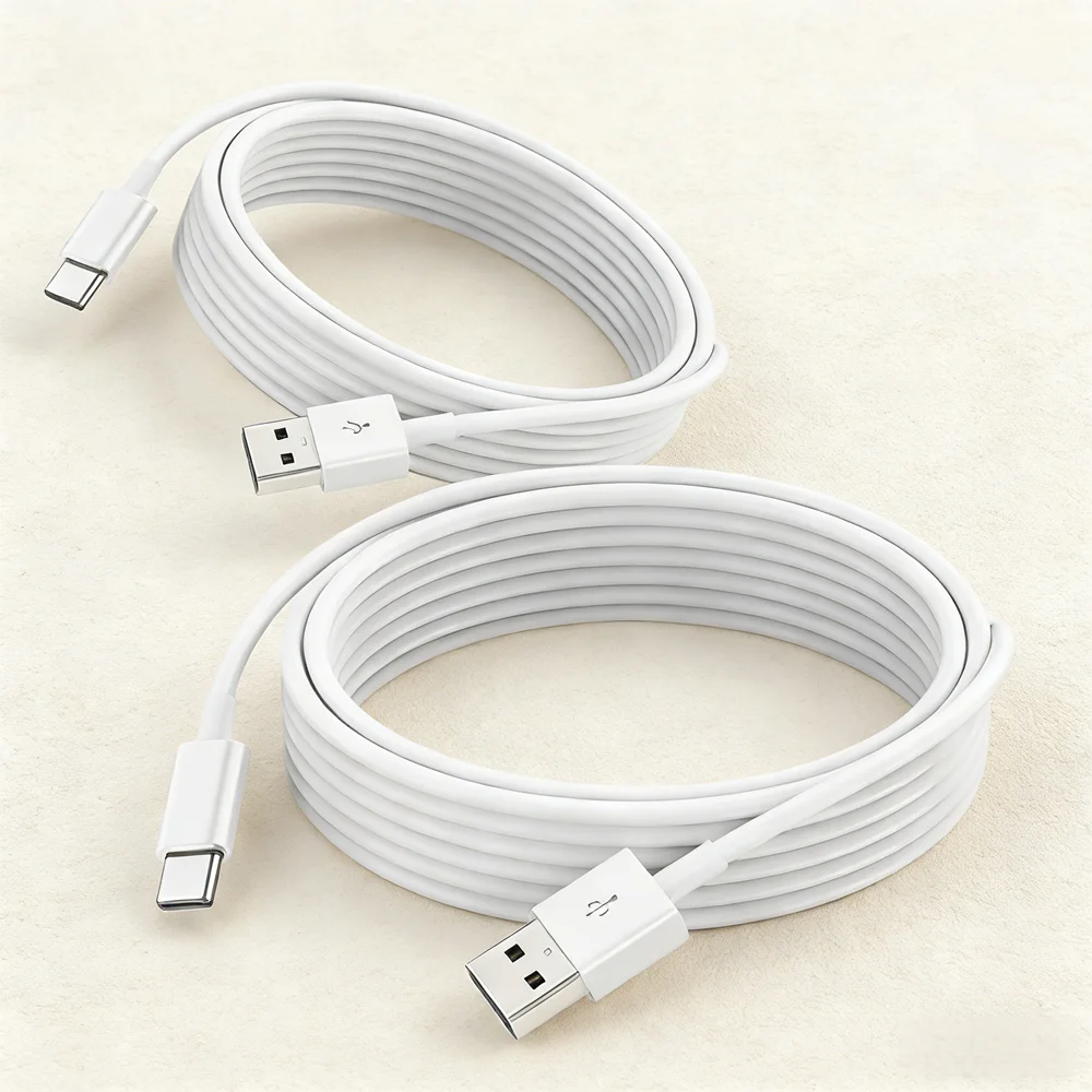 2팩 2M USB-A-USB-C 고속 충전 케이블, 휴대폰 태블릿 스마트 기기용..