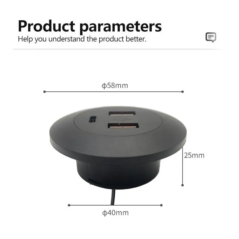 내장형 데스크탑 멀티 포트 USB2.0-USB TYPE-C 충전 커넥터 연장 코드 숨겨진 고속 충전 케이블Hot