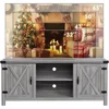 Modern Farmhouse TV Stand with Two Barn Doors and Storage Cabinets for Televisions up to 65 Inch Entertainment Center 5