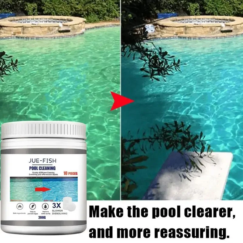 Pool Cleaning Effervescent Tablets Swimming Pool Tablets Hot Tub Cleaner Fast-Acting Odor Eliminator Water Cleaning Tool pool chlorine tablets