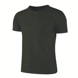 Quick - Drying Breathable Round Neck Fitness Shirt - XL (Deep green)