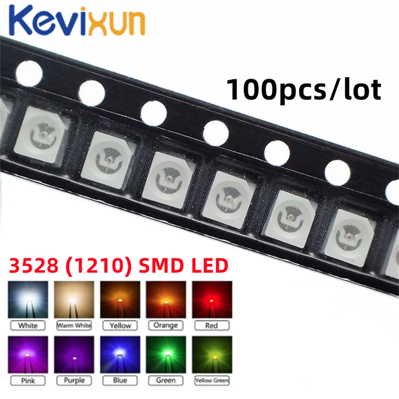 100 Pz/Lotto Diodi Led Smd 3528 1210 Diodo Smd Led Diodo Kit Verde Rosso Bianco Caldo Blu Ghiaccio Giallo Rosa Viola-Uv Arancione Rgb