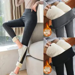 Leggings de veludo de inverno calças quentes femininas resistentes ao frio sólido leggings elásticos confortáveis manter quentes calças magras