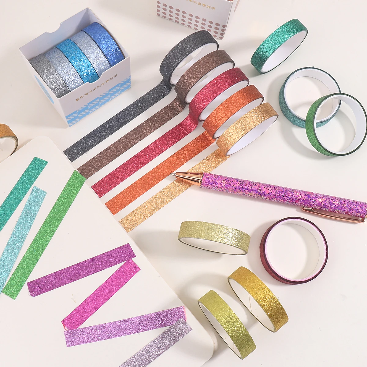 컬러 글리터 파우더 와시 테이프 2박스, 마카롱 컬러 팔레트, DIY 노트북 사진 앨범 장식, 친구에게 선물