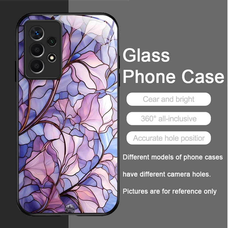 Luxury Flower Marble Texture Tempered Glass Phone Case, Hard Cover