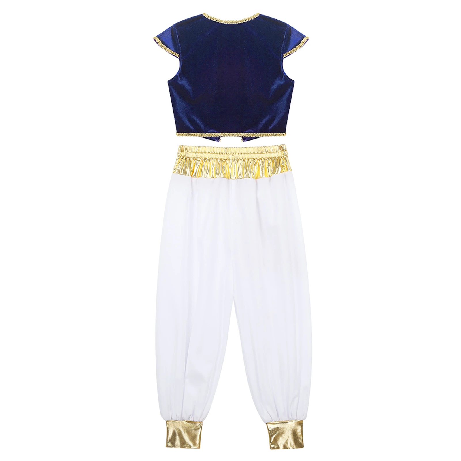 Costume da Principe Arabo Persiano per Bambini, per Feste a Tema Carnevale, Gilet da Principe Arabo con Pantaloni Lunghi Stile Harem - immagine 4