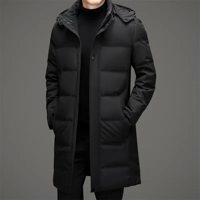thumbnail image 1 of Chaqueta larga con capucha y plumón para hombre, chaqueta acolchada de plumón de pato de marca de diseñador para invierno, chaqueta informal para hombre, abrigo frío para hombre, 1 of 5