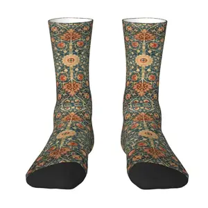 Kawaii Holland Park William Morris Carpet Print Socks Women Men Warm 3D Printed Floral Pattern Sports Basketball Socks