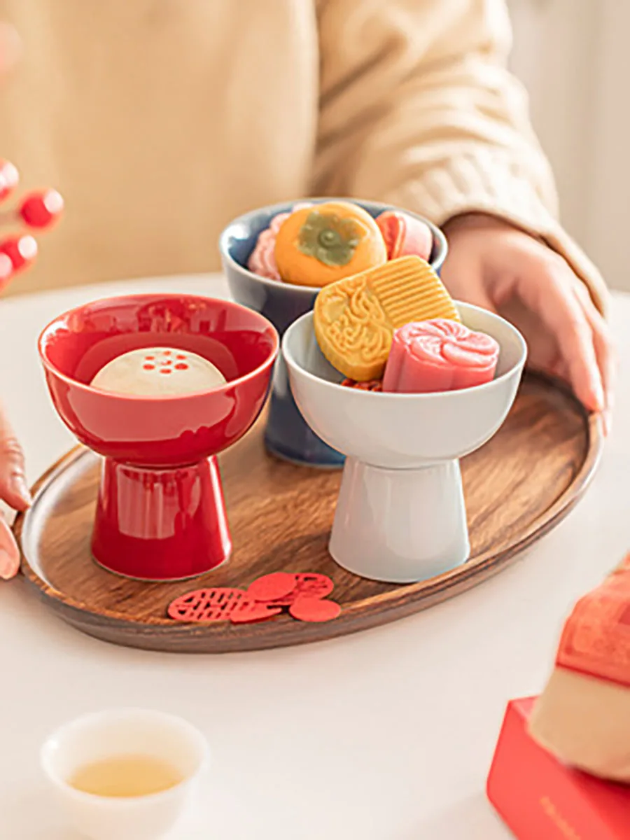 Round Fruit Basket Dish, Chinese Wedding Container for Kitchen Counter, Table Centerpiece, Decorative Home Decor, Gifts