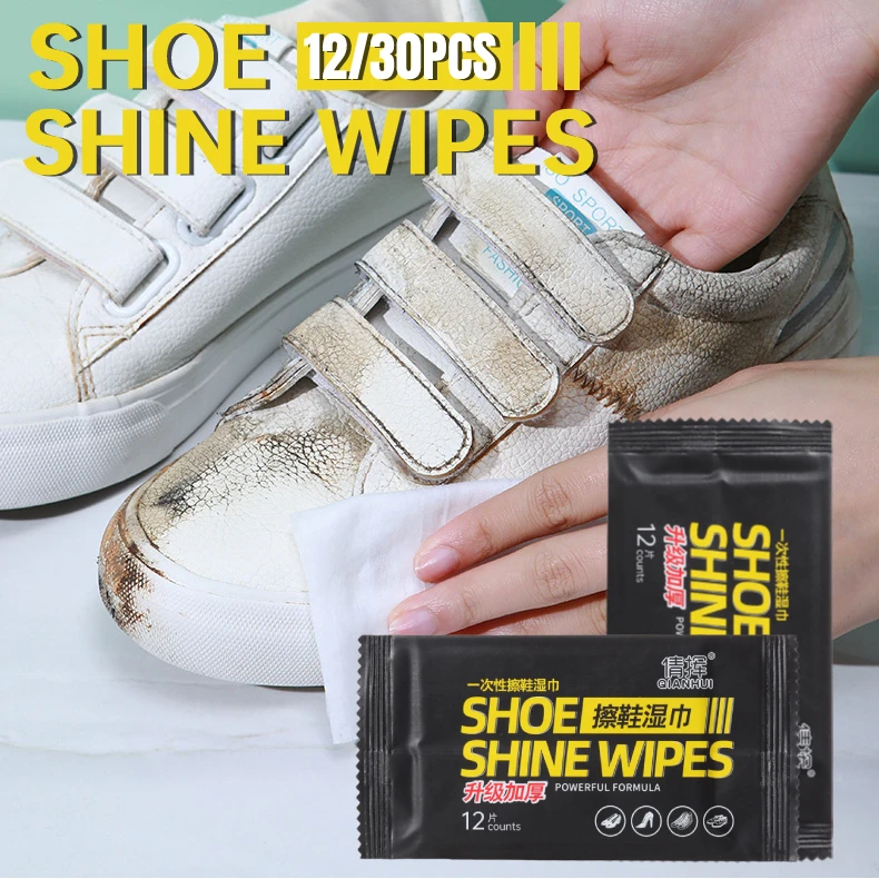 Shoe Cleaner 12/30PCS Sneaker Cleaning Wipes Portable Disposable Quick Cleaning Wet Wipes White Shoes