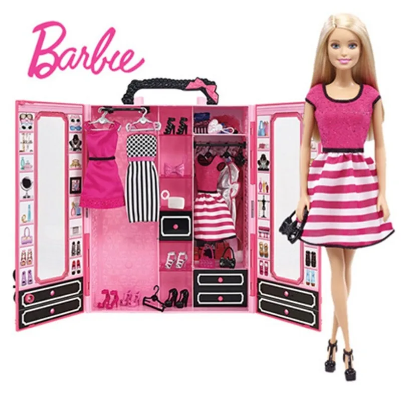 Brinquedo: Boneca Barbie Com Guarda Roupa - Mattel