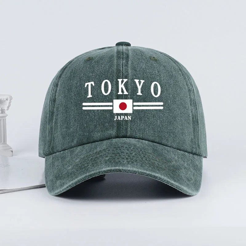 TOKYO JAPAN 프린트 워싱 야구 모자 도쿄 일본 도시 스타일 클래식 패션 일상 출퇴근, 사이클링, 낚시 휴일 선물