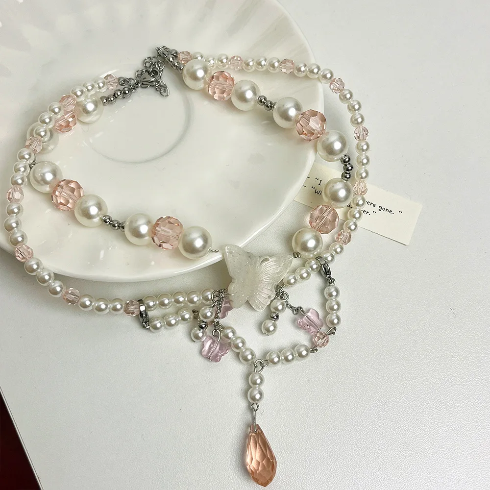 Butterfly Tassel Imitation Pearl Women's Necklace Fashion Beaded Wedding Party Choker Necklace For Women Fashion Jewelr 2023 New