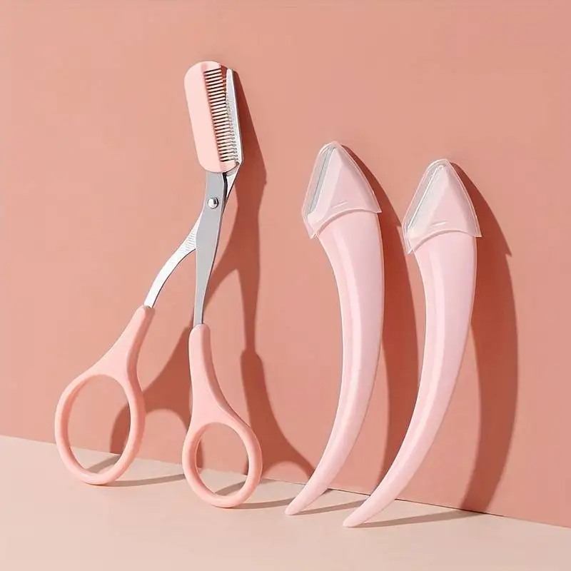 Eyebrow scissors facial hair scissors beauty scissors Eyebrow Trimming Knife Eyebrow Face Razor Women Professional Scissors Comb Brow Trimmer Scraper Accessories