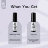 2pcs 7ml No Wipe Glossy and Matte Top Coat, Long Lasting Soak Off Nail Gel Varnish for Home Salon Manicure Beginner Use 2