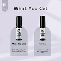 2pcs 7ml No Wipe Glossy and Matte Top Coat, Long Lasting Soak Off Nail Gel Varnish for Home Salon Manicure Beginner Use 2