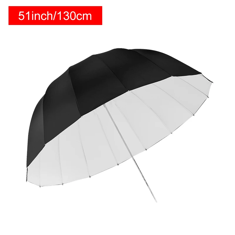 130cm 51 inch Reflective umbrella deep mouth rubber white soft light photography parabolic umbrella fiber umbrella