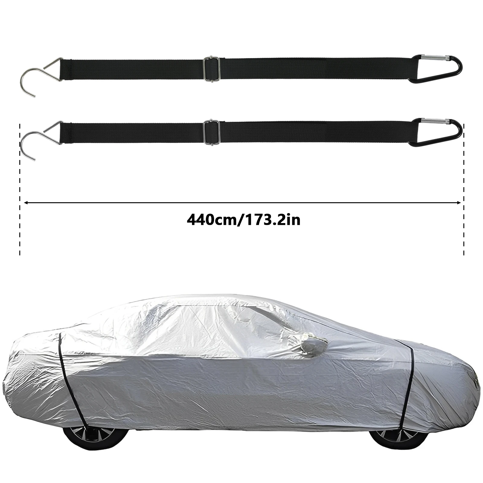 Windproof Adjustable Vehicle Cover Securing Straps - Durable Nylon Protector Ropes (2 Pack)
