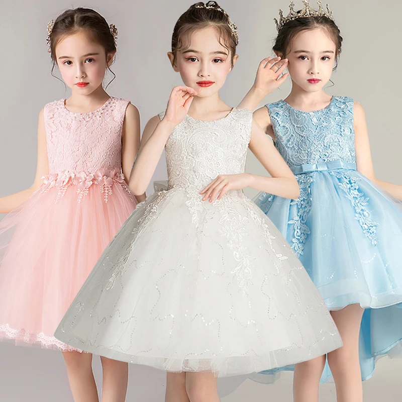 

High Quality Lace Appliques Beading Beading Length Pageant First Communion Girls'Campus Graduation Ceremony Ball Party Dress