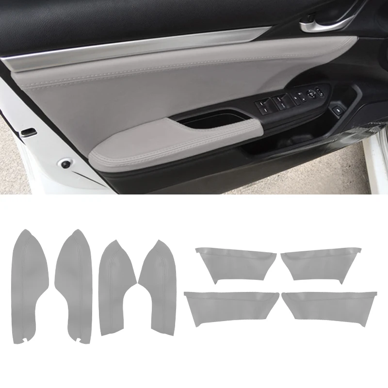 

Gray Color For Honda Civic 10th Gen 2016 2017 Microfiber Leather Center / Door Handle Panel Armrest Covers Protective Trim