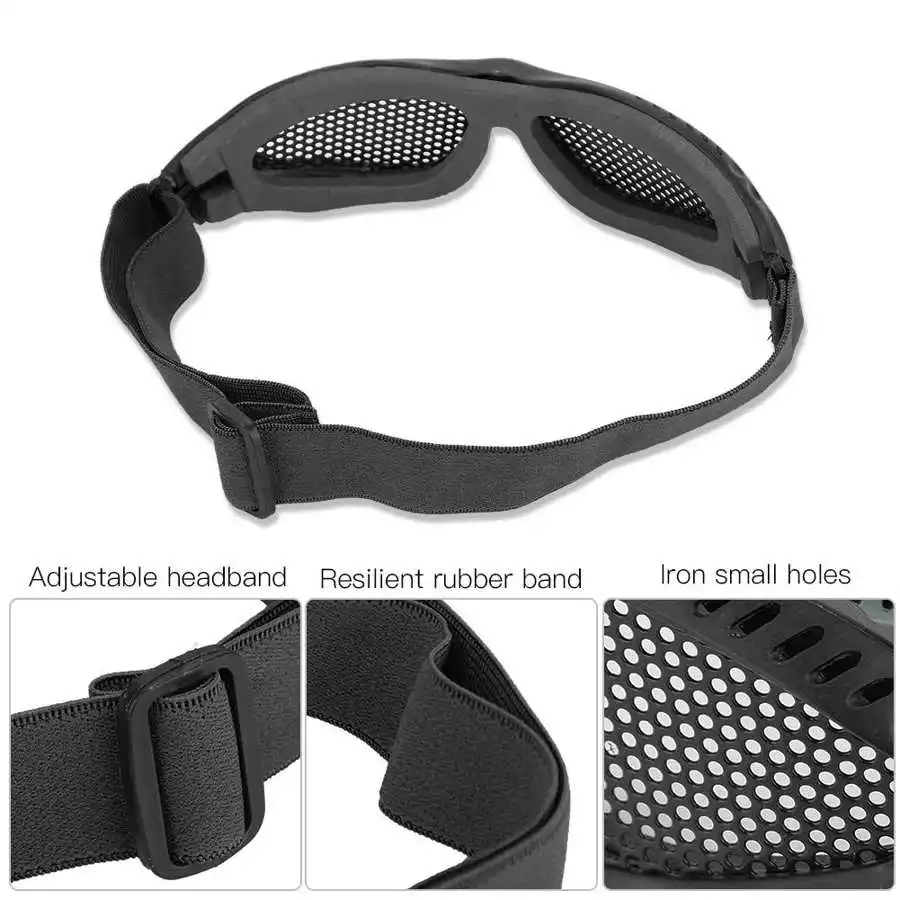 Metal Mesh Eye Protection CS Game Glasses Adjustable Strap safety goggles tactical goggles shooting glasses