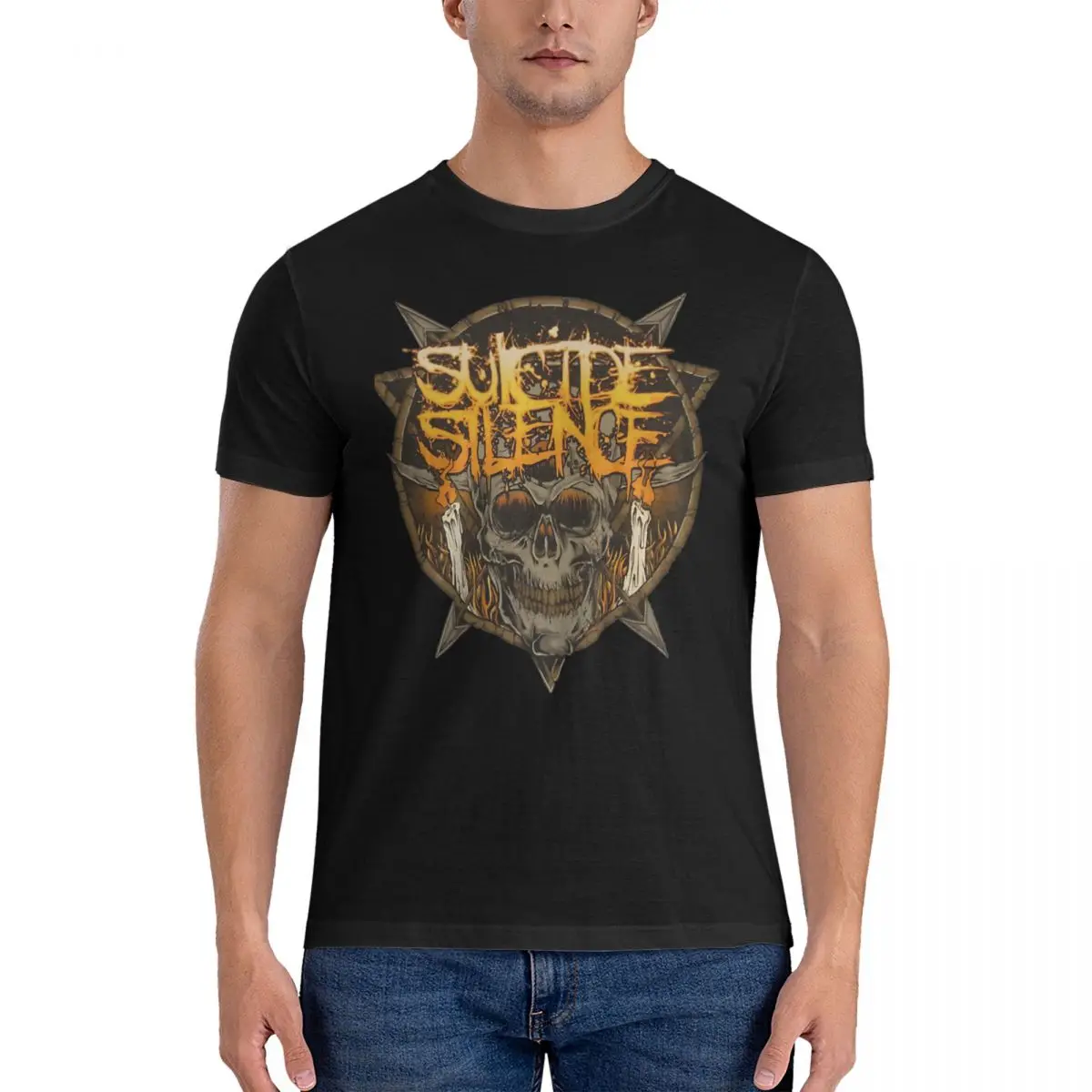 

Outstanding Men's T Shirt Suicide silence Funny Tees Short Sleeve Round Collar T-Shirt Pure Cotton Birthday Present Clothing