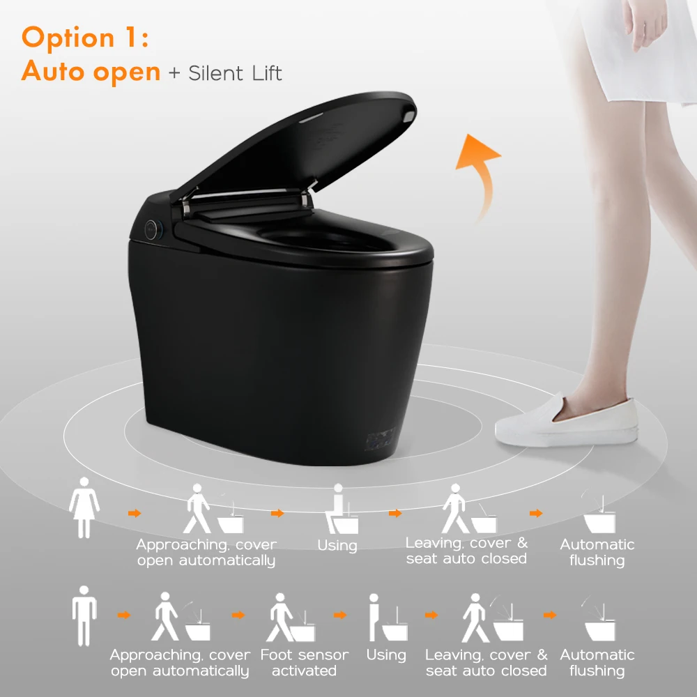 YYHC-New design one piece automatic flush remote control black smart toilet for sale 4