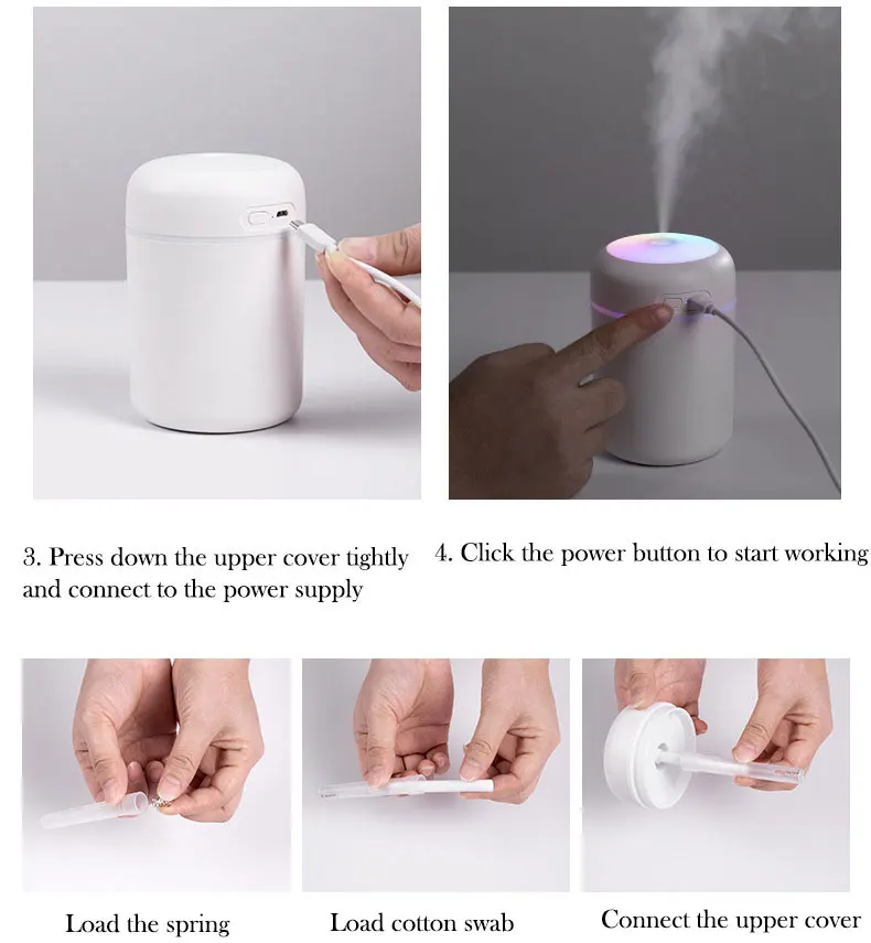Tanie Mininawilżacz powietrza 300Ml ultradźwiękowy dyfuzor zapachu opryskiwacz Mist Maker Fogger Aroma Difuser z lampką sklep