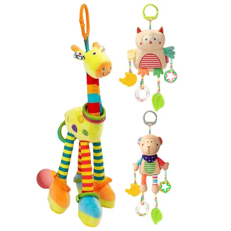 

Baby Rattle Toy Teether Chew Toy Stroller Car Seat Crib Travel Activity Animal Wind Chime for Kid Early Development Stroller Toy