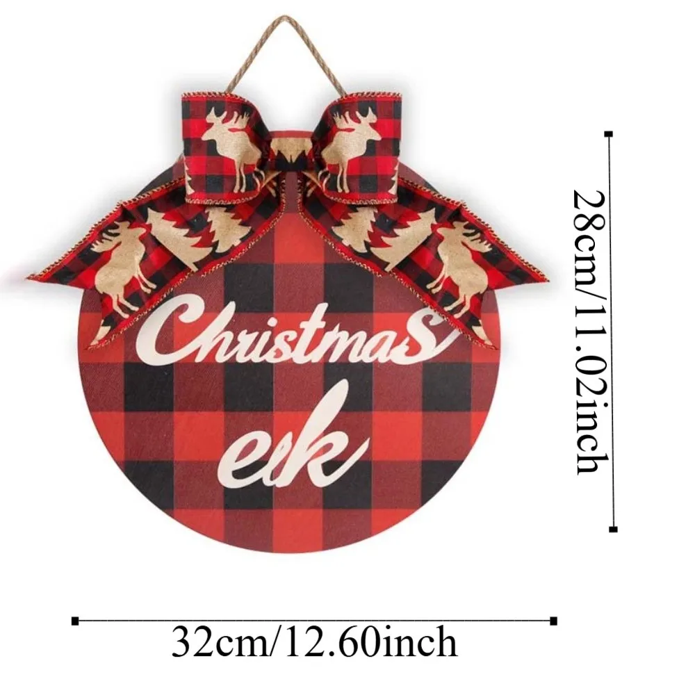 Shop Elk Wooden Christmas Pendant Bow Santa Claus Door Hanging Ornaments Polyester Tree Christmas Door Decoration Doorway