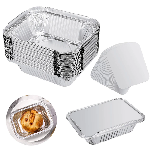 10pcs Rectangle Shaped Disposable Aluminum Foil Pan Take-out Food