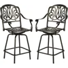 Outdoor Cast Aluminum Swivel Bar Stools Set of 2, Patio Height Bartools Chairs, 2 Piece Patio High Dining Bistro Chairs 1