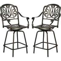 Outdoor Cast Aluminum Swivel Bar Stools Set of 2, Patio Height Bartools Chairs, 2 Piece Patio High Dining Bistro Chairs 1