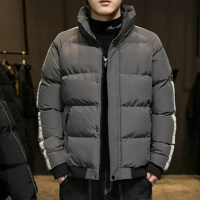 

Autumn and winter men's thick warm cotton jacket fashion solid color wild casual cotton jacket loose large size comfortable