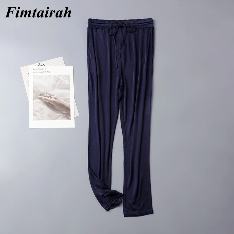 Fimtairah 6A Silk double-sided knitted silk breathable women's pants high-waisted slim casual wide-leg pants