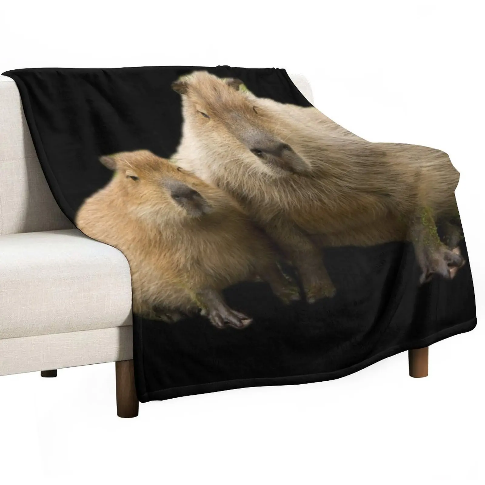 

Capybara Mom & Baby Throw Blanket Picnic Blanket Thin Blanket