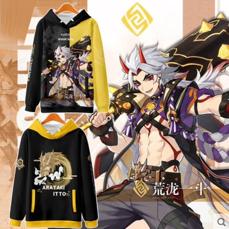 

Anime Genshin Impact 3D Print Women/Men Hoodie Sweatshirt Streetwear Hip Hop Pullover Hooded Jacket Arataki Itto Cosplay Costume