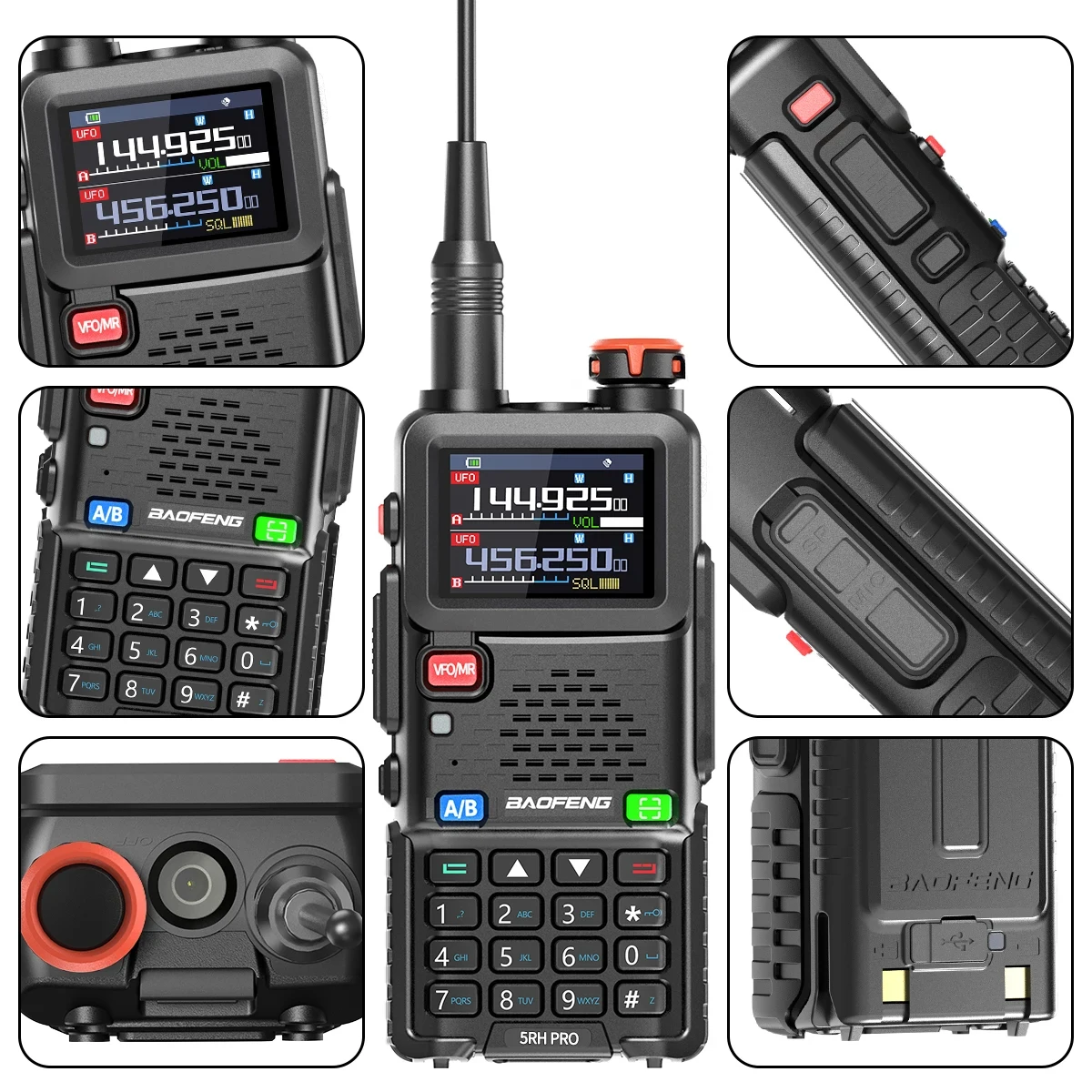 Baofeng UV-5RH PRO GPS Walkie Talkie Multi Band Draadloze kopieerfrequentie NOAA Type-c Lange afstand UV-5R Tow Way Ham Radi 4