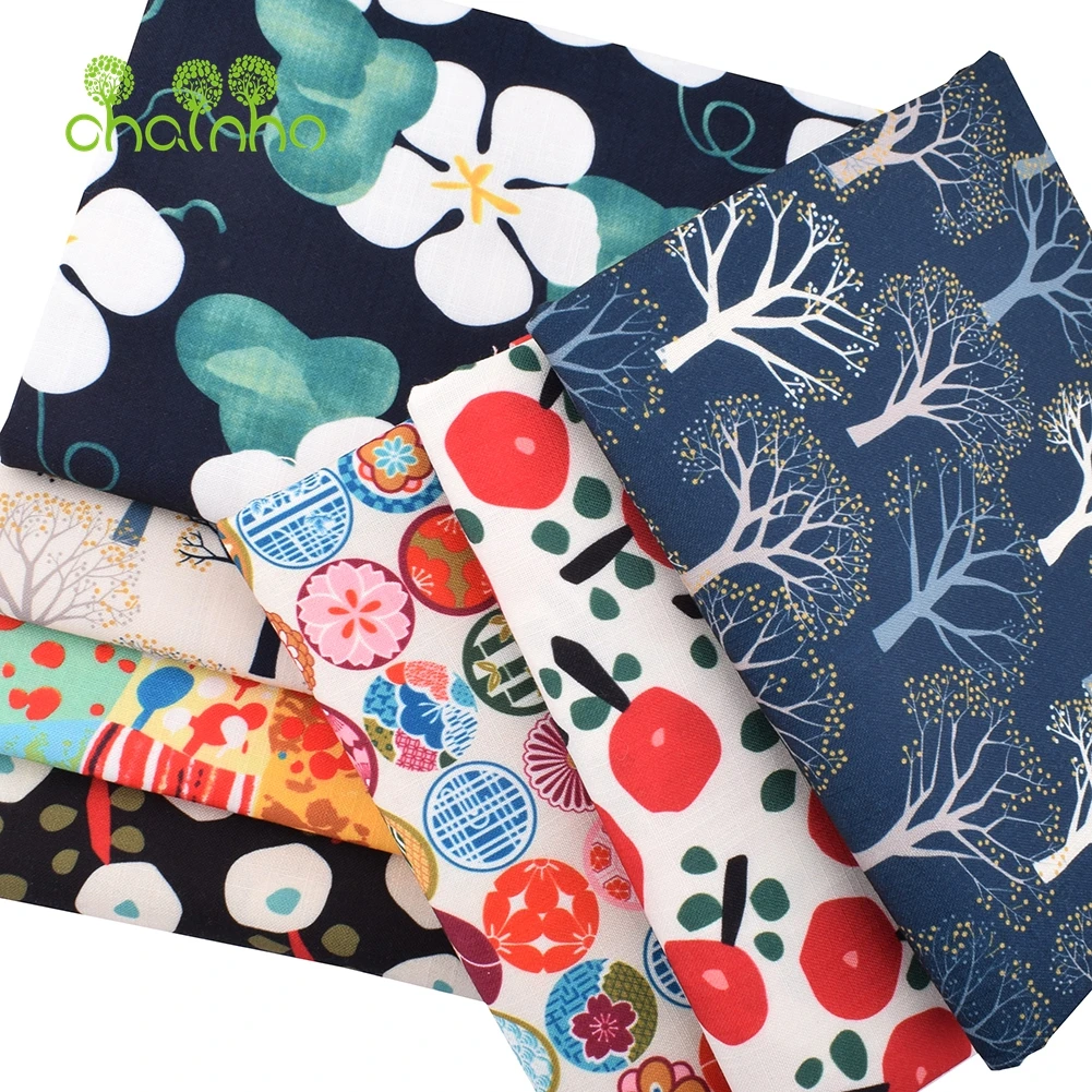 Chainho,Printed Cotton Linen Fabric,DIY Quilting Sewing Material,Cloth For Table,Sofa,Curtain,Bag,Cushion,Furniture Cover,15CLB1