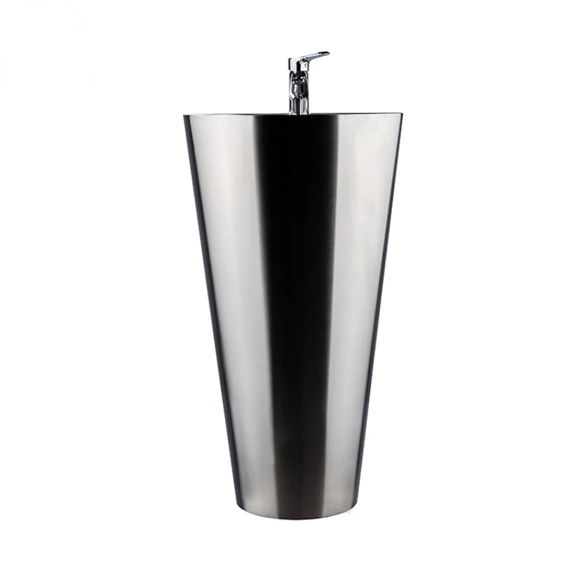 

Stainless Steel Bathroom Cube Conical Shape Floor Standing Pedestal Bathroom Basin Sink