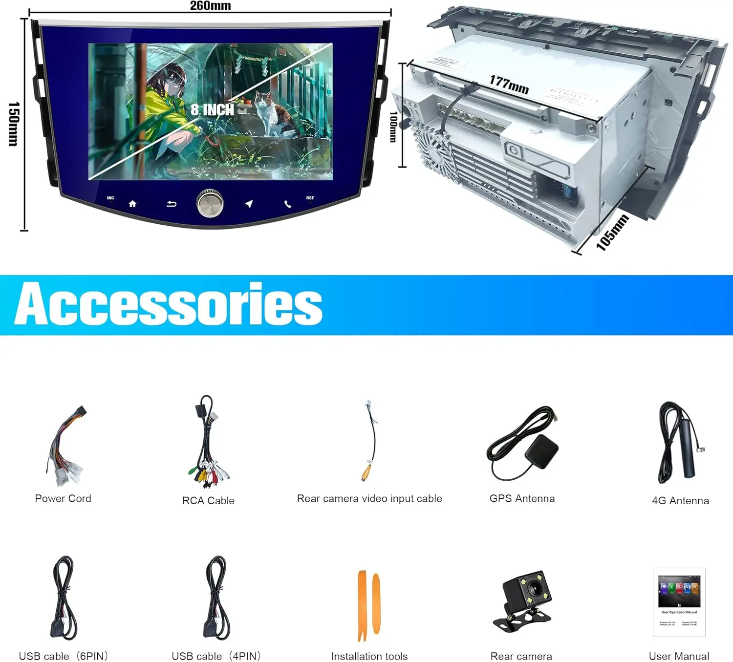 Car Radio For Toyota RAV4 2006-2012, Android 13 Car Radio with Navigation System