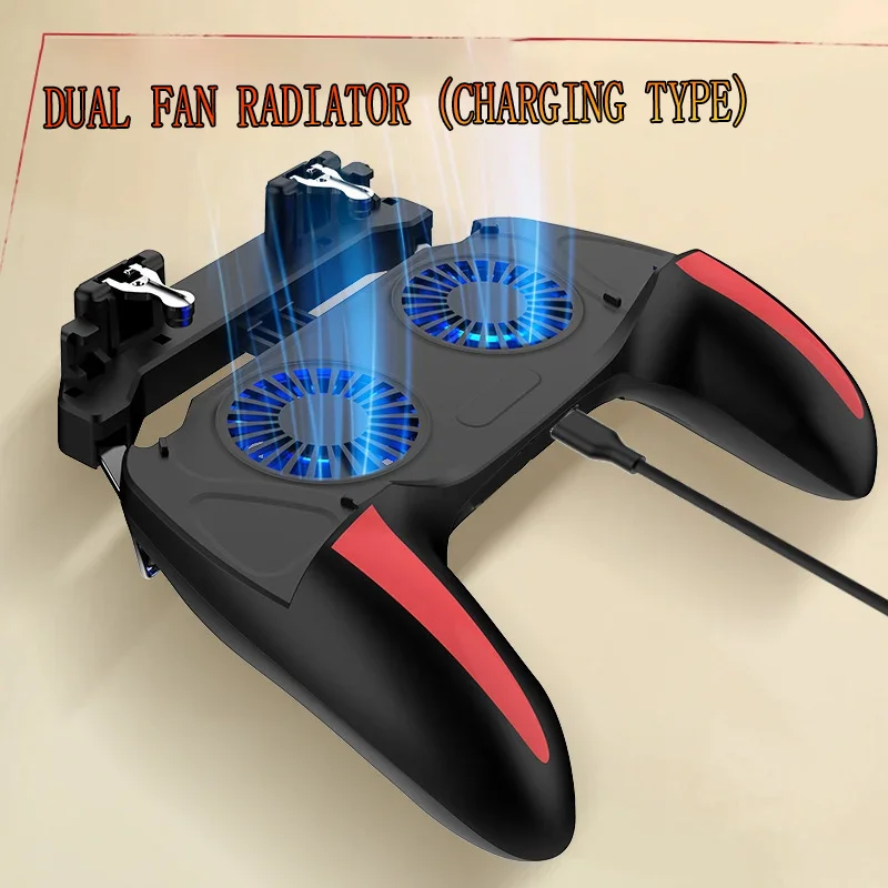 H10 Gaming Handheld Grip Game Controller Joystick Gamepad For Pubg Trigger Cooling Fan Cooler Phone 5000mAh battery/USB powered 6