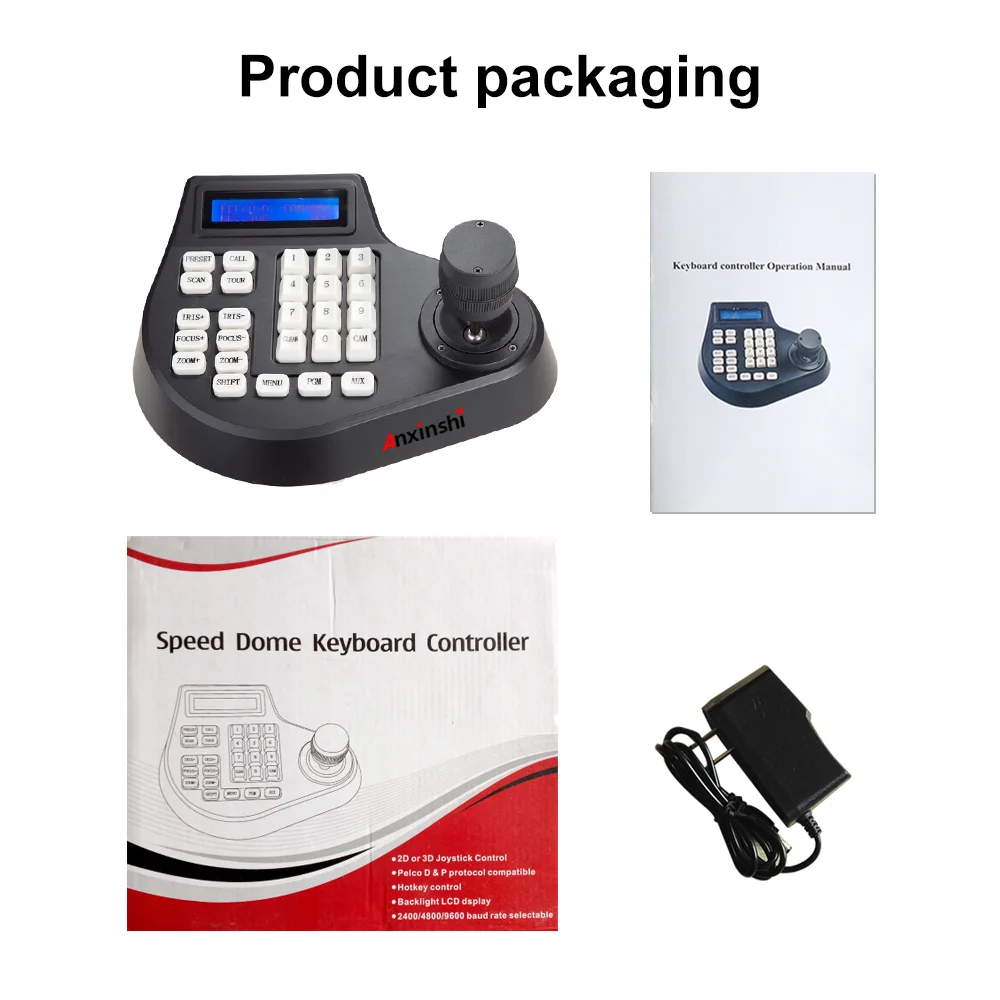 PTZ Keyboard Controller with 3D joystick to control speed dome camera via RS485 mini keyboard
