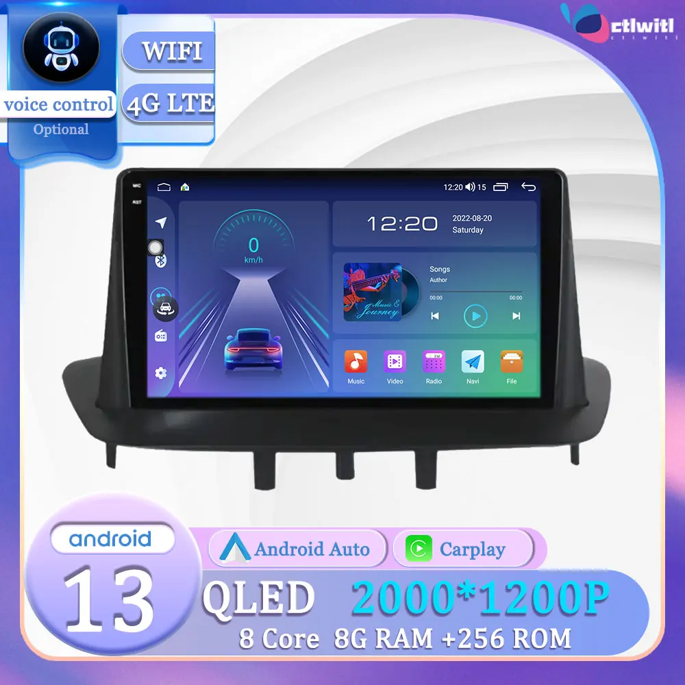 Android 13 Per Renault Megane 3 2008 - 2014 Carplay Autoradio Touch Screen Navigazione Autoradio Videp Player Multimedia
