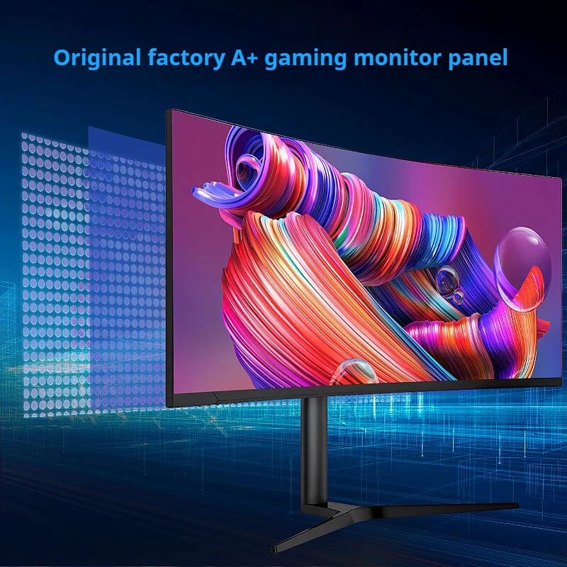 34인치 4K 게이밍 모니터 165Hz 4K PC 모니터 21:9 울트라 와이드 커브드 모니터 조절 가능한 스탠드와 스피커 내장
