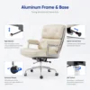 Office Chair Genuine Leather Ergonomic Armchair Swivel Chair Aluminum Arms Support Rolling Swivel Business Executive Chair 4